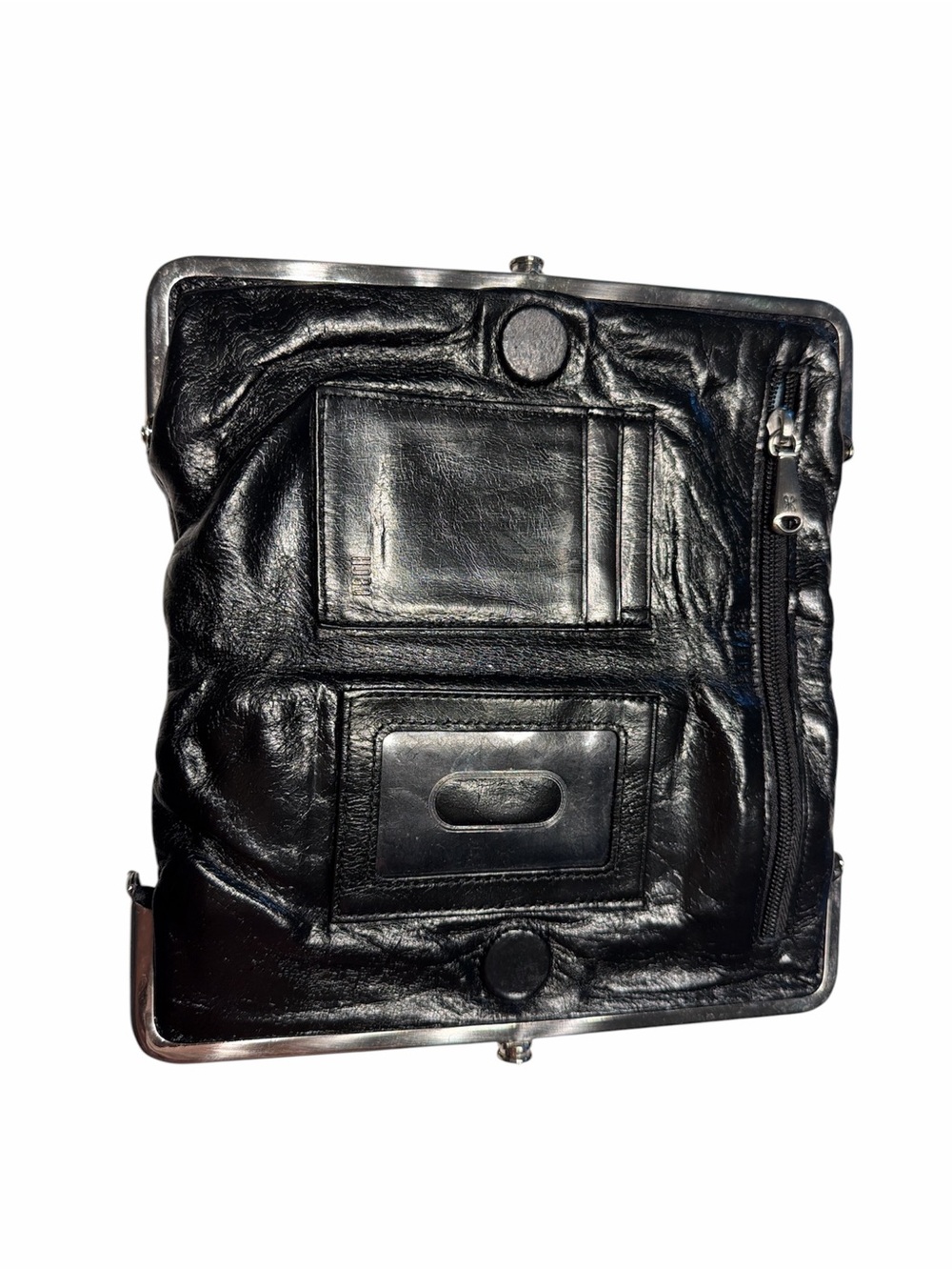 Hobo Classic Black Leather Kiss-Lock Clutch - Picture 6 of 9